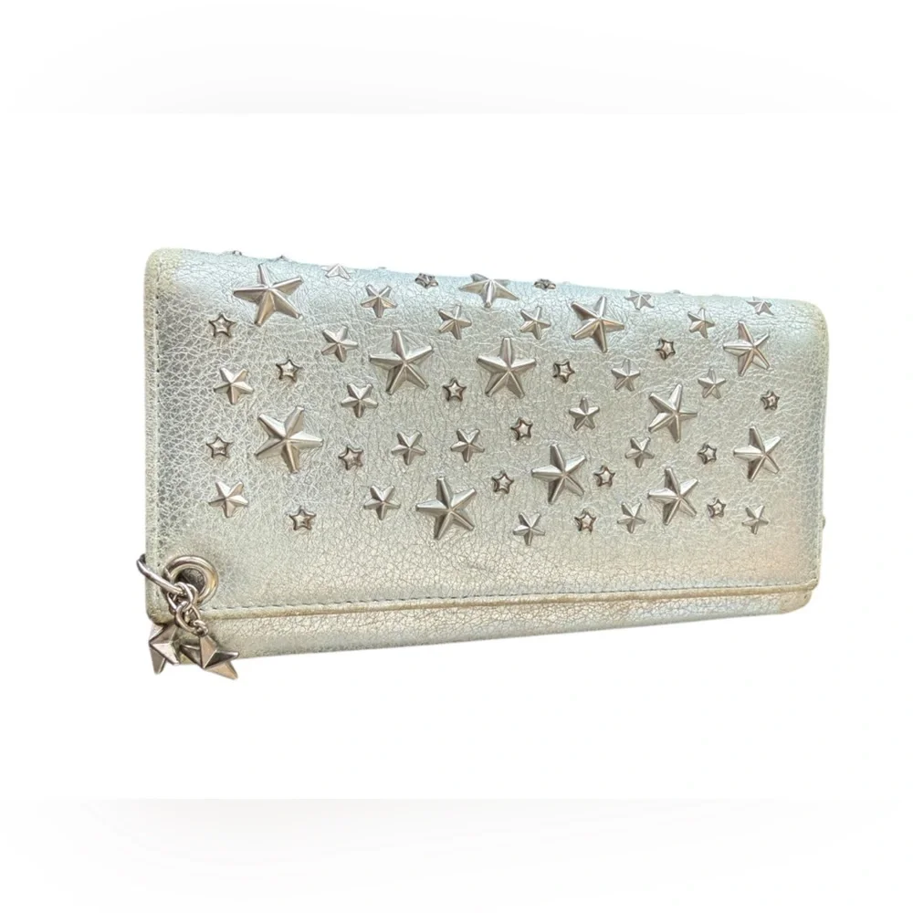Jimmy Choo Metallic Leather wallet with interior d rings- see callouts